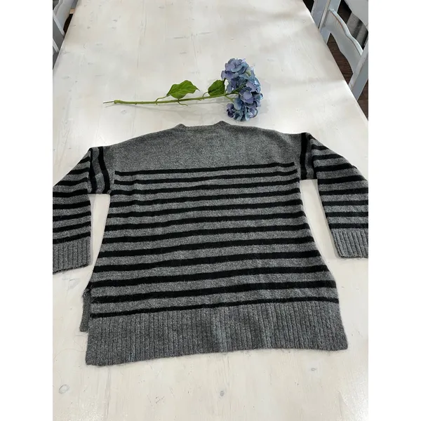 Current Air Striped Tunic Sweater Gray Black Long Sleeve‎ Pullover XS - Image 6