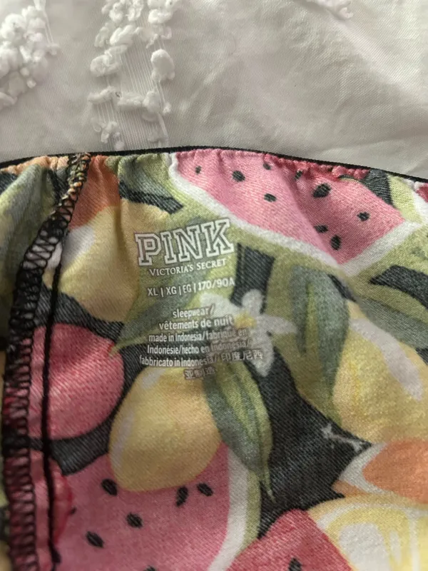 Pink Victoria’s Secret Tropical Fruit Print Cotton Boxers PJ Bottoms Size XL - Image 4
