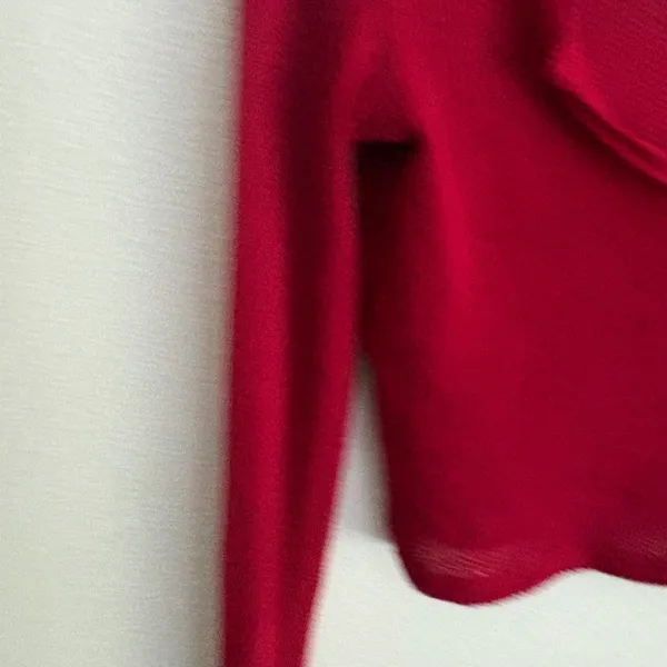 Out From Under Urban Outfitters Red Ribbed Long Sleeve Crop Top Small Distressed - Image 4