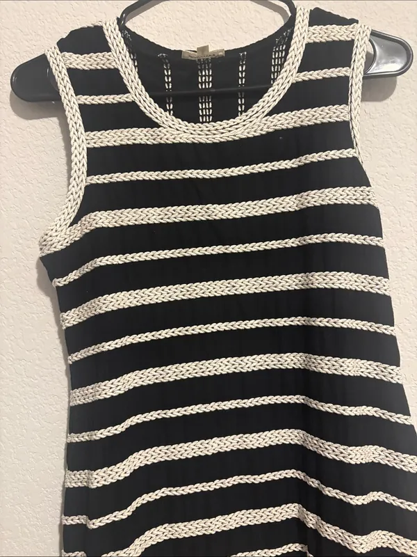 Max Studio black and White nautical Striped Knit Tank Dress M - Image 3