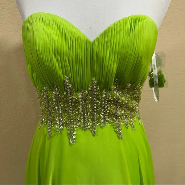 NWT NEW Sparkle Prom by Da Vinci 71441 line dress chiffon strapless beaded dress - Image 4