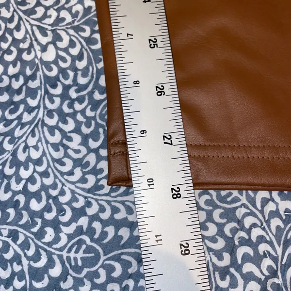 Y2K Chic Boho Western Faux Leather Pants Faux Leather Leggings Cognac LargeBrown - Image 10
