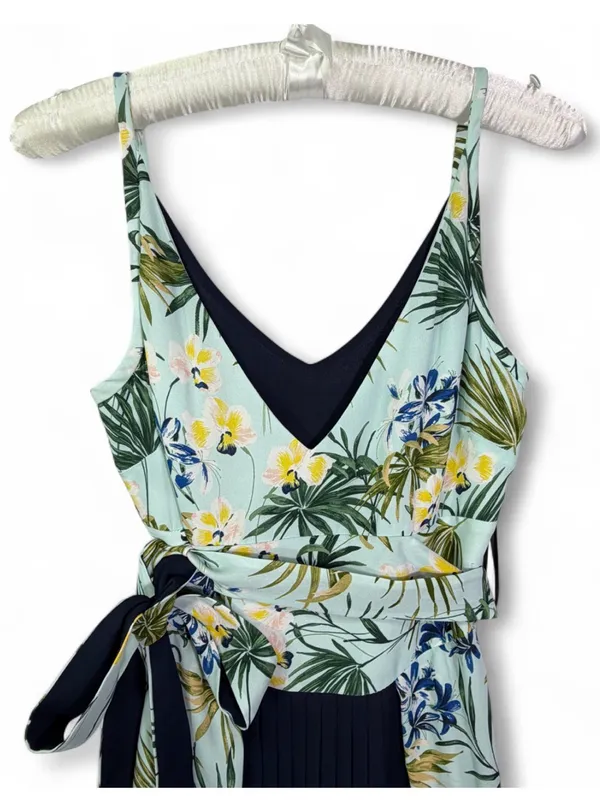 CUE & KBC collaboration Women’s V-Neck Tropical Georgette Hi-Lo Dress Size 10 - Image 7
