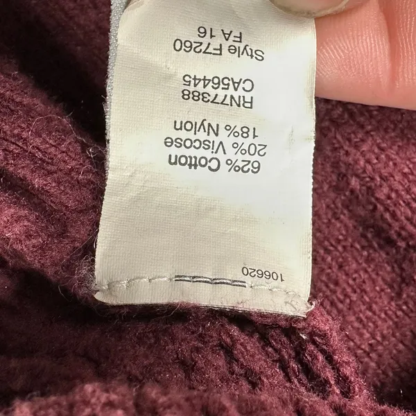 Madewell Women’s Waffle Knit Crewneck Sweater Size M Burgundy Pullover - Image 3