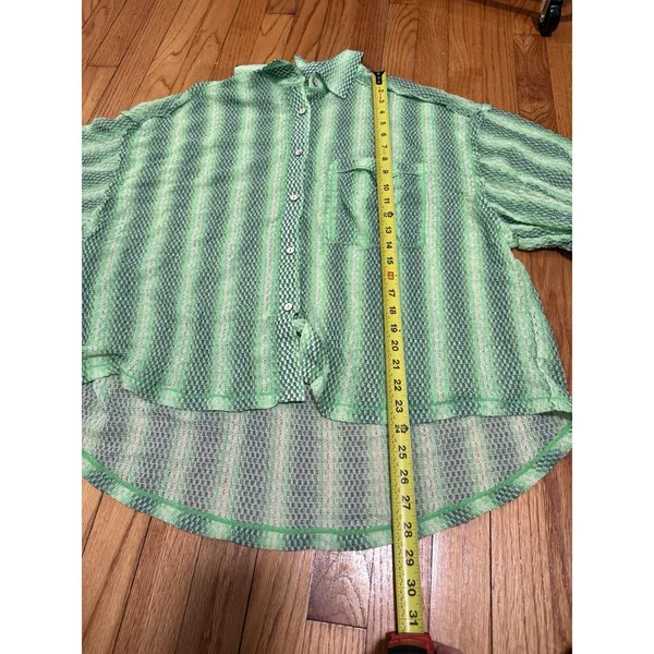 Free People NWT Green Line Up Mesh Oversized Button Down Top Size Medium - Image 6