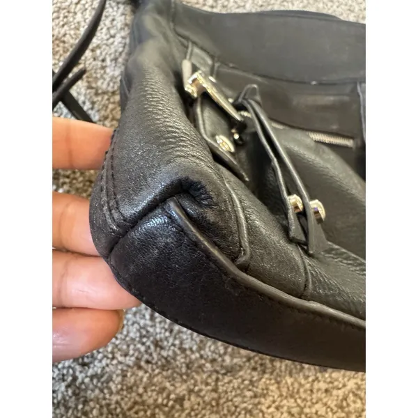 B Makowsky leather handbag‎ crossbody Shoulder Silver Hardware Leopard Interior - Image 5