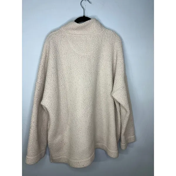Aerie Fleece Pullover Sherpa Women's XL Cream Cozy Soft Quarter Snap - Image 3