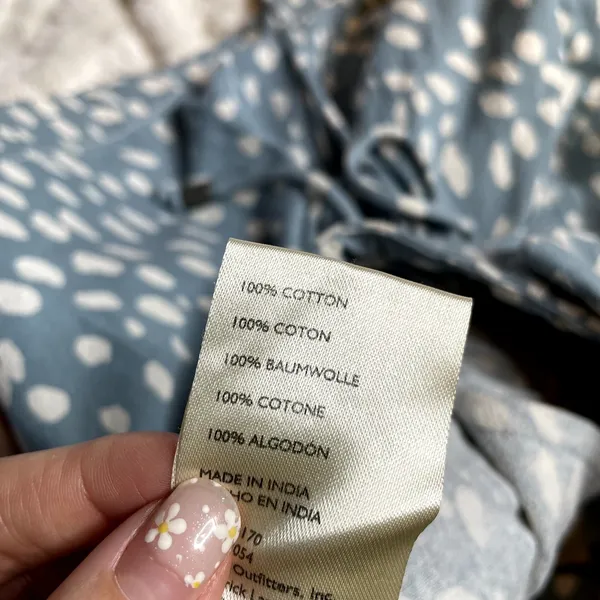 Free People‎ Bennett Blue White Spotted Lace Up High Waisted Cotton Shorts - Image 9