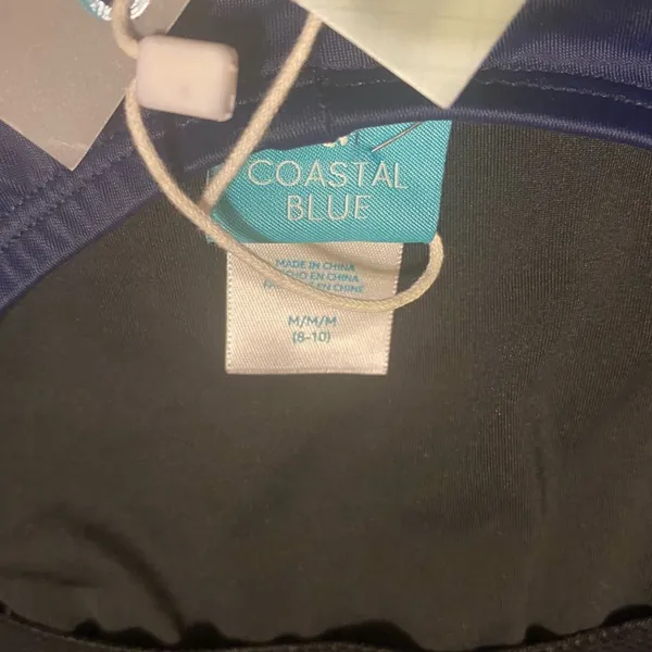 New NWT Coastal Blue Navy‎ Side Tie Full Coverage One Piece Swimsuit Size Medium - Image 4