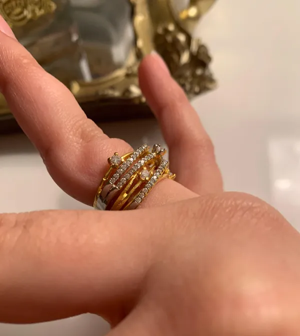 💥$2💥 Wide Gold Crystal Ring - Image 6