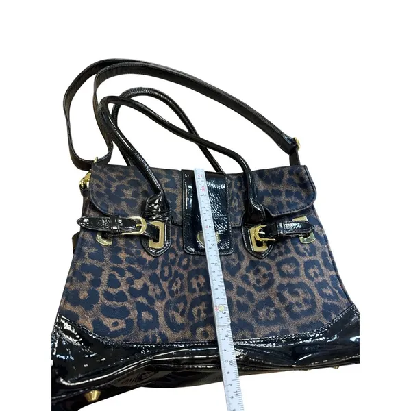 Betsey Johnson Black Leopard Print Handbag With Gold Hardware SKU 6898 - Image 2