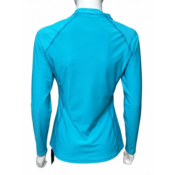 DACI Women Quarter Zip Athletic Pullover Turquoise Long Sleeve Rash Guard L NWT - Image 2