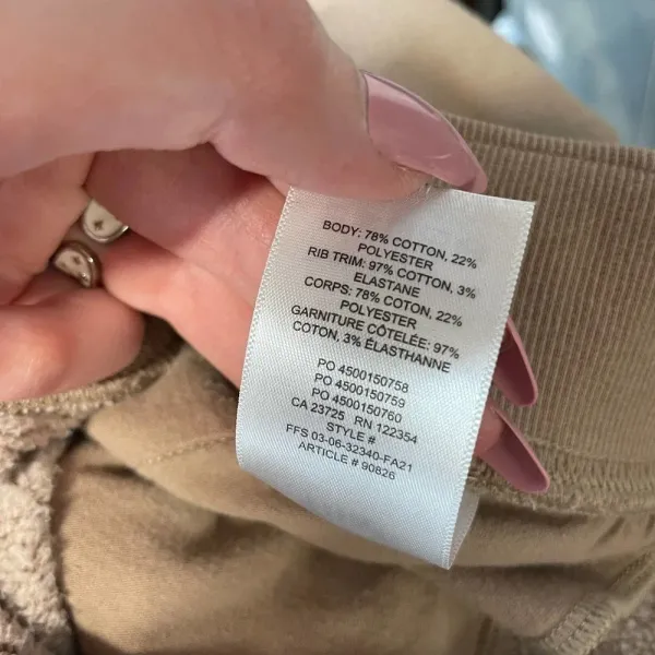 Aritzia Tna Cozy Fleece Boyfriend Cuffed‎ Sweatpants Joggers Tan Taupe Size 2XS - Image 9