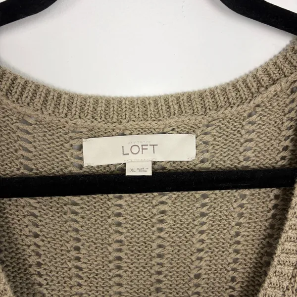 Loft Open Knit Sweater Vest Tank Scoop Neck Pullover Pointelle Coastal Size XL - Image 3