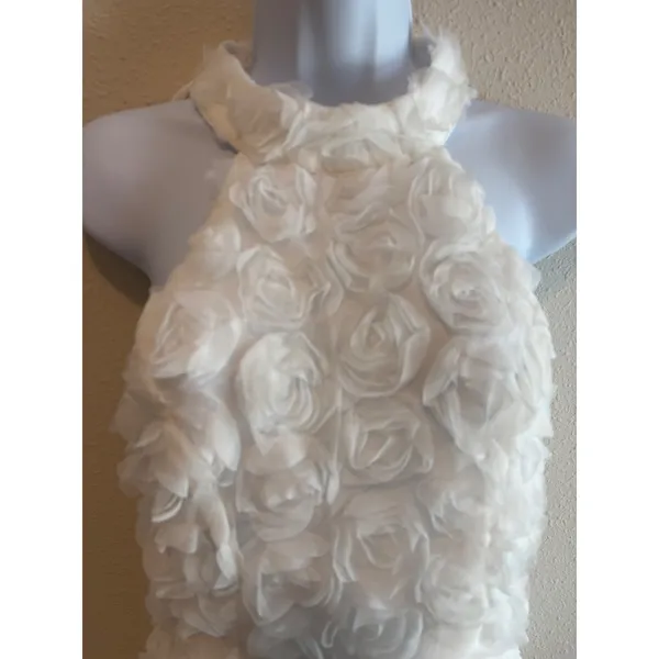 NWT Lulus Rosette‎ Mini Dress XS White 3D Floral Halter Romantic Stuck Zipper - Image 4