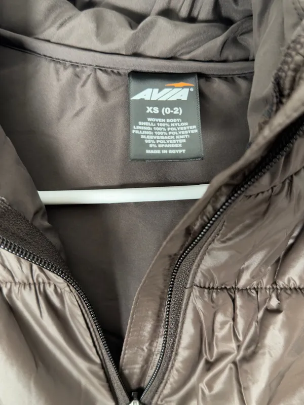 Avia Chocolate Brown Quilted Hooded Puffer Jacket - Image 6