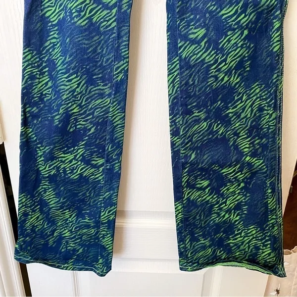 I.AM.GIA Pant Tali Denim Flare Animal Print High-Rise Green Tiger‎ XS EUC - Image 6