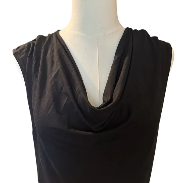 HALSTON NWT Black Cowl Neck Sleeveless Dress Sz LG Bodycon Wedding Formal Prom - Image 3