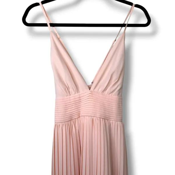 Lulus Love Me To The Moon Light Pink Pleated Criss-Cross Open Back Midi Dress XS - Image 6