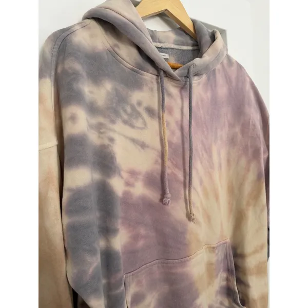 American Eagle Women Tie Dye Oversized Hoodie Purple Tan Side Slit Sweatshirt XS - Image 9