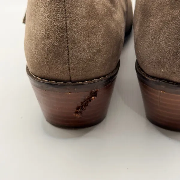 Vionic Serena Suede Ankle Boots Taupe Brown Tassel Zip Orthotic Booties 8.5 - Image 5