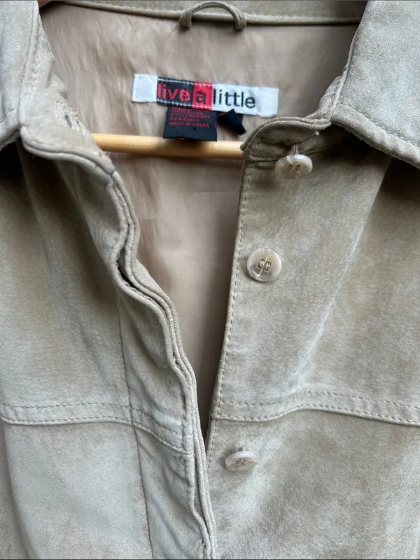 Vintage Live A Little Leather Button Down Jacket Top Size Large - Image 11