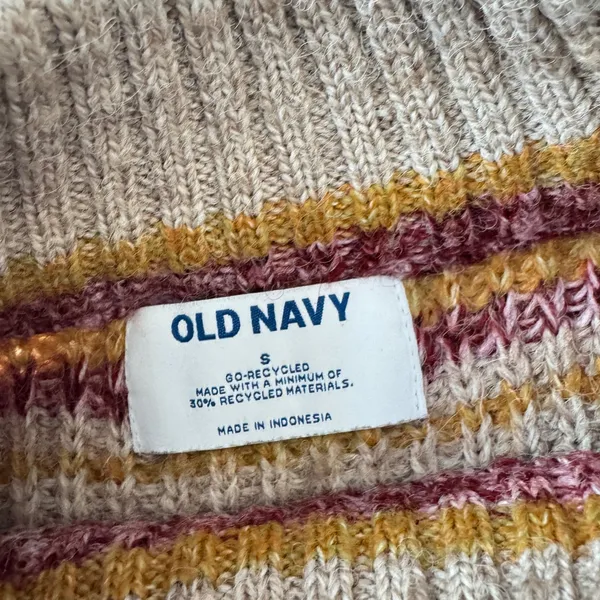 Old‎ Navy Striped Knit Sweater Womens Small S Pullover Crew Neck Beige Burgundy - Image 3