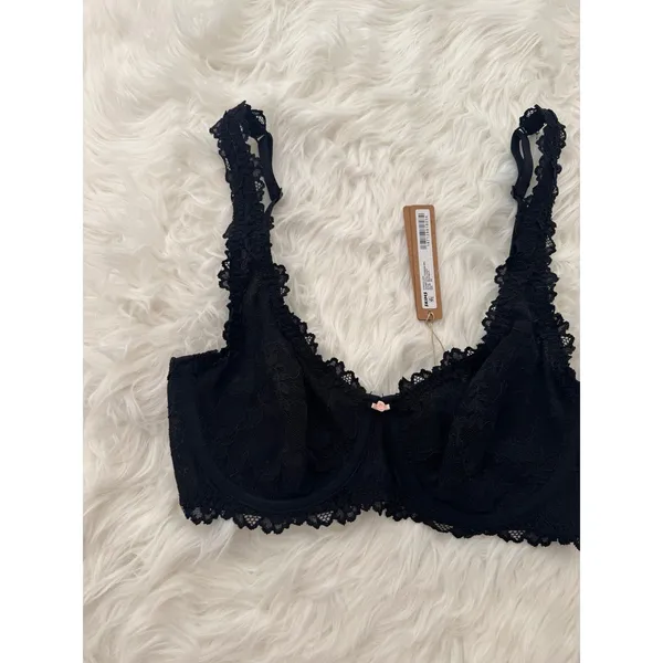 Skims Stretch Lace Unlined Full Coverage Bra Onyx Size 32C - Image 3
