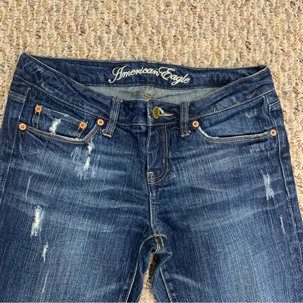 American Eagle Blue Skinny 77 Jeans - Size 2 Long - Image 3