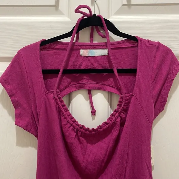 NWT Free People Beach Cranberry Vivi Open Back Stretch Mini Dress - Image 5