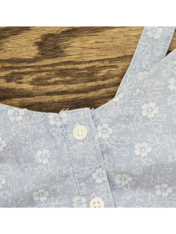NWT Levi's Adore Bustier Adjustable Strap Shirt Top Blue Indigo Floral Blue XL - Image 8