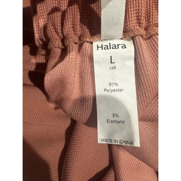 Halara Wide Leg Waffle Knit Pants Dusty Rose Pink Tall Large - Image 4