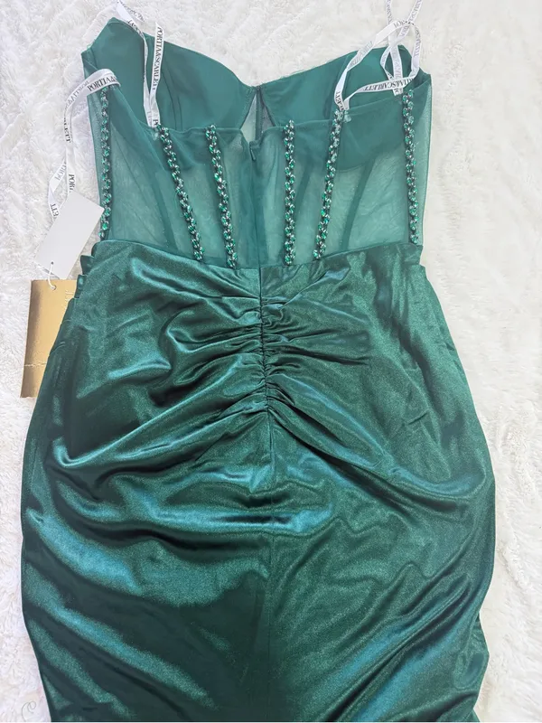 Portia & Scarlett Emerald Velvet Beaded Corset Gown Formal Dress L NWT - Image 15