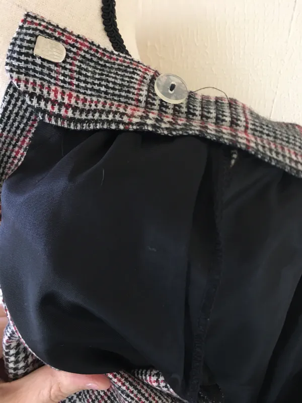 Vintage 80s Country Suburbans Wool Glen Plaid Check Midi Skirt Straight Lined 12 - Image 3
