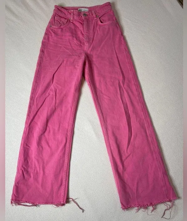 Zara Wide Leg Solid Color Pink Pants - Image 5