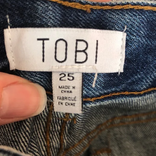 Tobi Studded High Rise Mom Jeans Womens 25 Blue Denim Zip Fly Classic Silver - Image 2