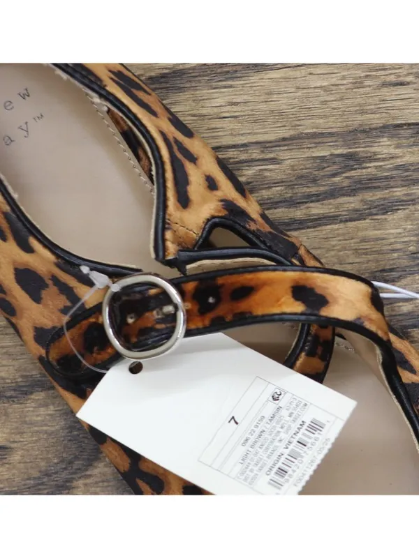 A New Day Tasmin Velvet Crisscross Strap Flats 94568227 Leopard Brown 7M - Image 9