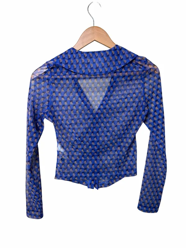 Maeve Sheer Ruched Button-Down Blouse Size XS - Image 3