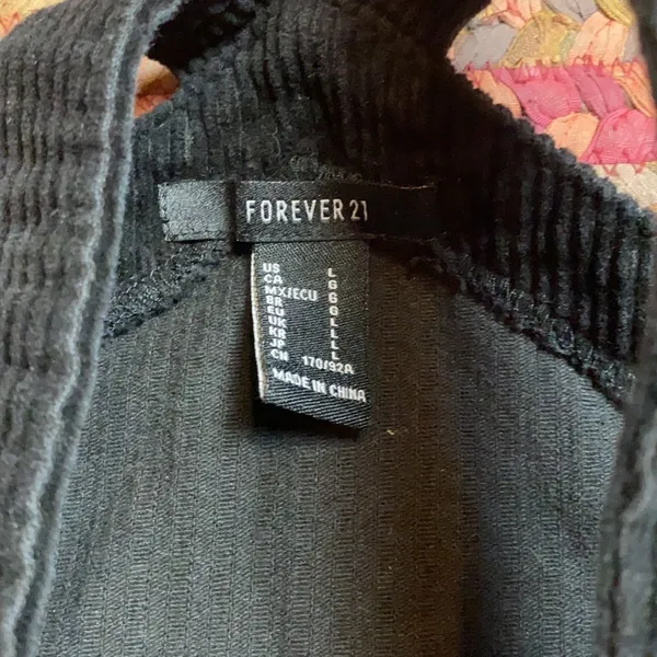 Black Corduroy Zip Front Overall Mini Dress - Image 3