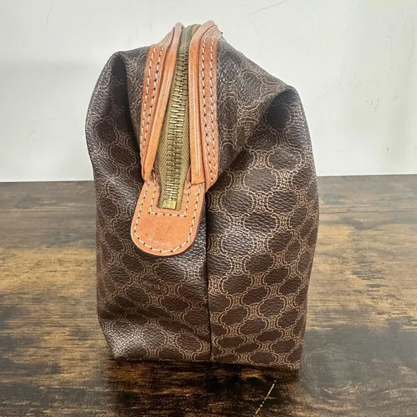 Celine Brown Macadam Toiletry Bag Made In Italy Travel Cosmetic Case Unisex - Image 9