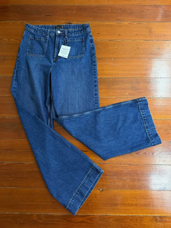 NWT ASOS Tall High Waist Wide Leg Jeans Front Patch Pockets Dark Wash Sz 32 🧡🍄 - Image 12