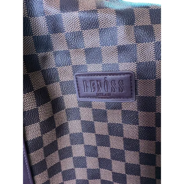 Benoss Milan Brown Checkered Weekender Duffel Travel Bag - Image 3