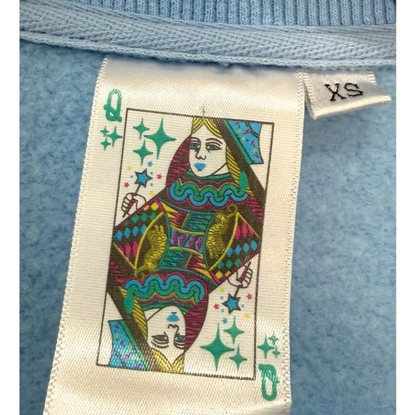 Queen of Sparkles Just Married License Plate Sweatshirt XS Blue Sequin Graphic - Image 3