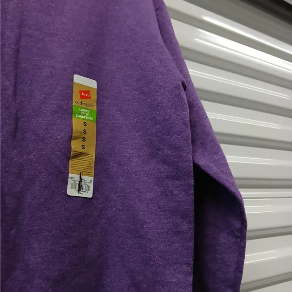 Hanes EcoSmart Womens Sweatshirt Sz Small Purple Crew Neck Pullover Cozy Sweater - Image 3