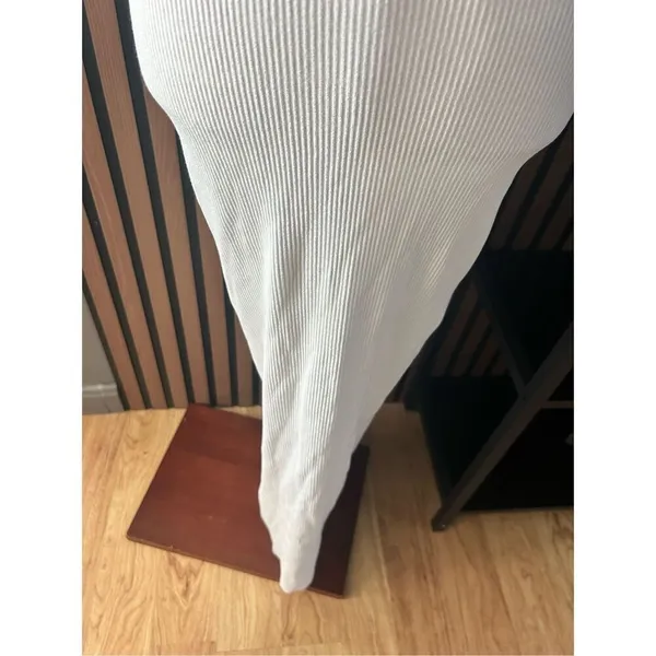 Zara Long Fitted Dress With Cut-Out Detail White Size M - Image 8