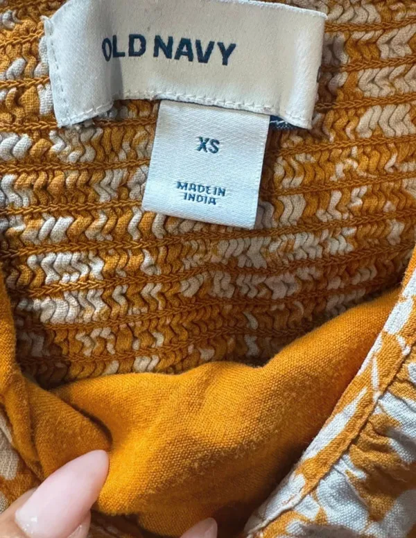 Old Navy Women's Mustard Yellow Floral Print Smocked Ruffle Strap Mini Dress - Image 3