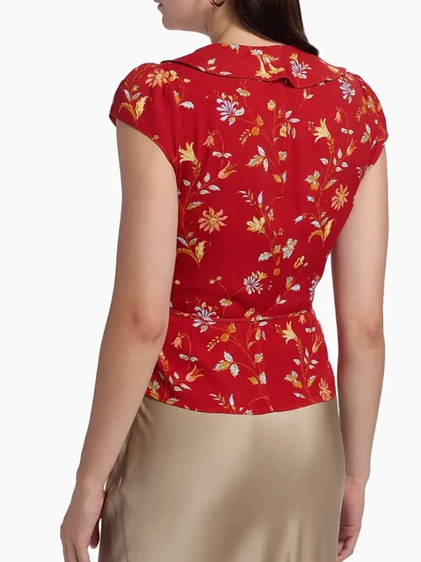 NWT $168 Reformation Clemence Print Wrap Top 8, BORSA - Image 8