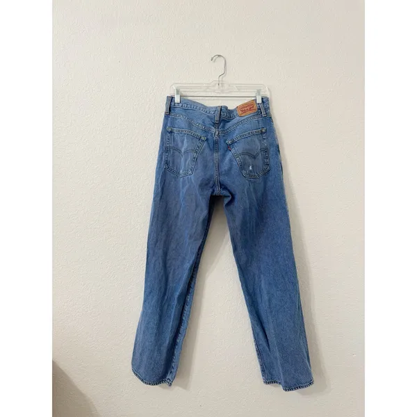 Levi's '94 Baggy Jeans 29 Light Wash Distressed Ripped Knee 100% Cotton - Image 3