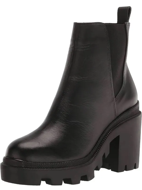 Steve Madden Roxie Platform Bootie in Black Leather, Chunky Lug Sole, size 9 - Image 3