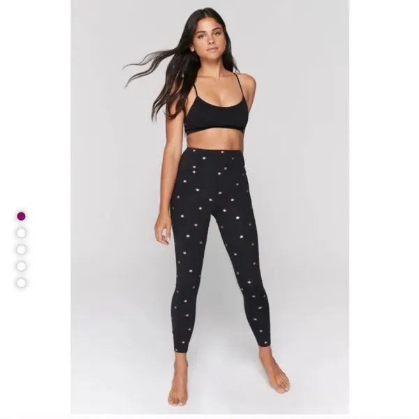 SPIRITUAL GANGSTER Black Leggings with Gold Stars Size Small - Image 6
